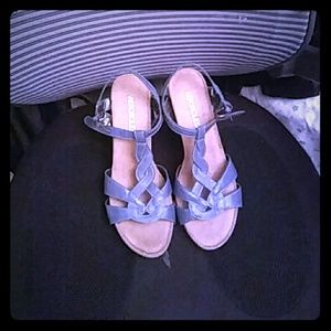 Light blue wedge shoes